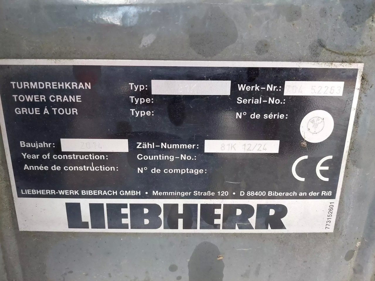 Tårnkran 2014 Liebherr 81 K: bilde 8