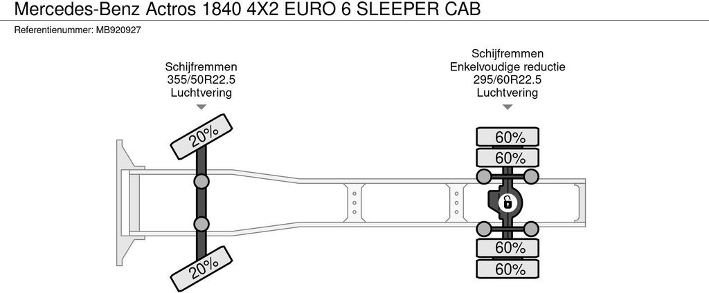 Trekkvogn Mercedes-Benz Actros 1840 4X2 EURO 6 SLEEPER CAB: bilde 14